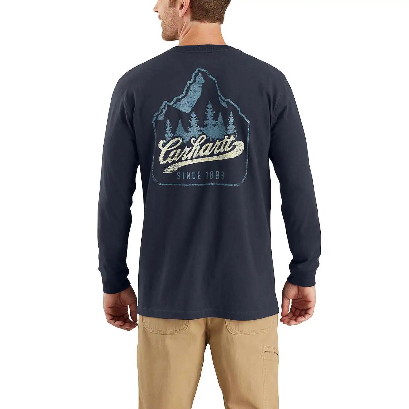 Workwear Mountain Patch Graphic Long-Sleeve Pocket T Shirt