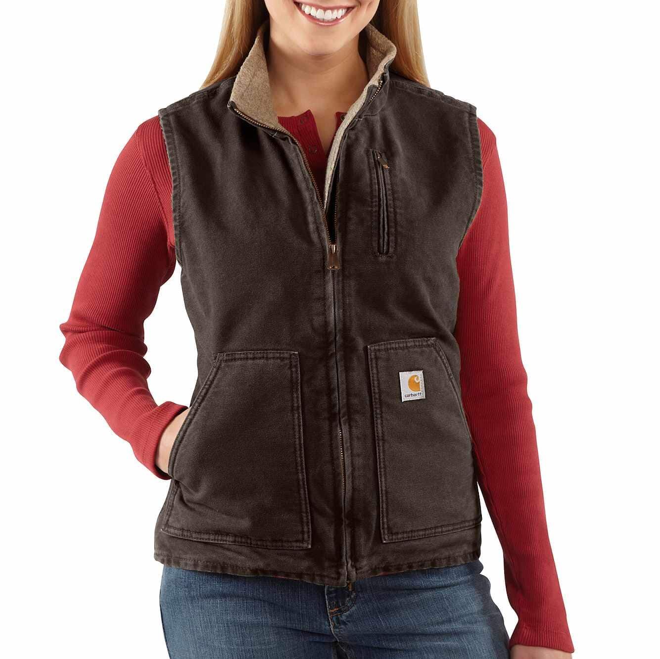 Sandstone Mock-Neck Vest Sherpa-Lined