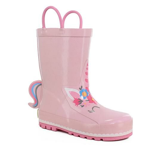 Kids Unicorn Pink Glitter Rainboots